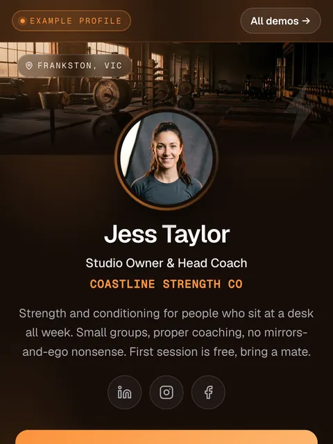 Jess Taylor · Fitness example profile