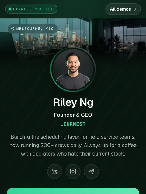 Riley Ng · Startup example profile
