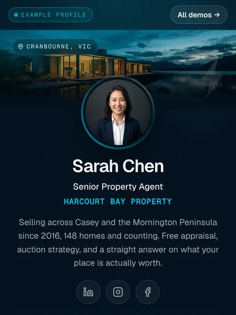 Sarah Chen · Real estate example profile
