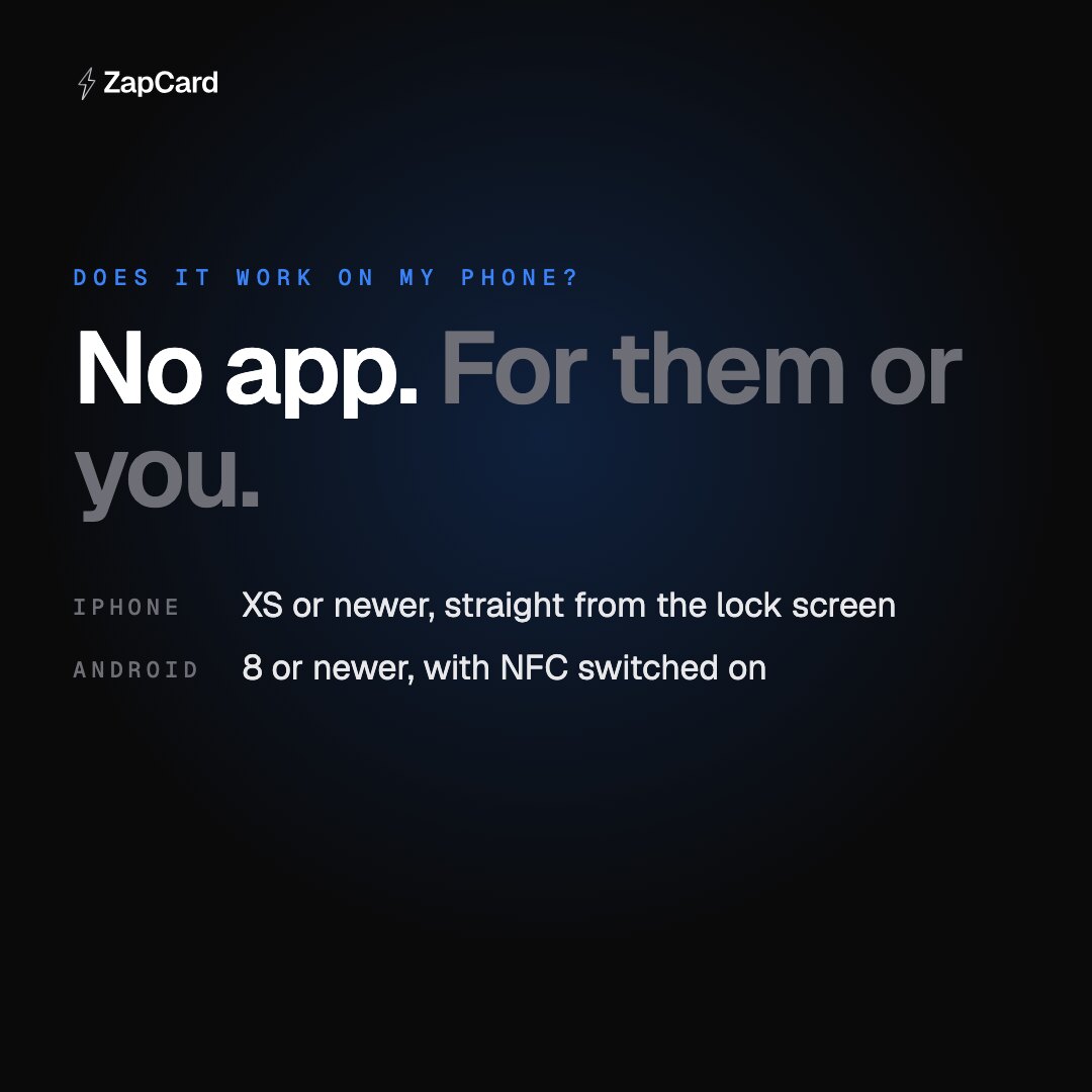 No app needed: works with iPhone XS or newer and Android 8 or newer